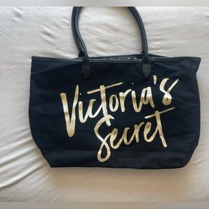 Victoria Secrets Bag black and gold logo black intact straps